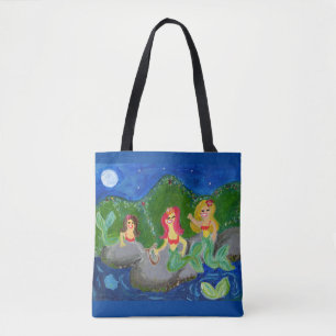 Tote Bag L'art populaire Retro Mermaid Grotto