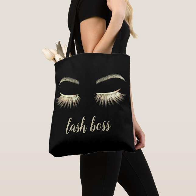 Tote Bag Lash Boss Gold Eyelash Extensions Beauty Salon (De près)