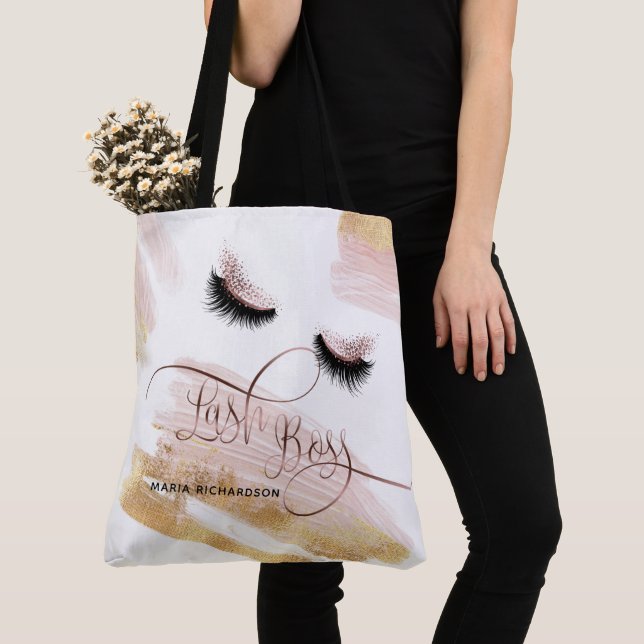 Tote Bag Lash Maquillage Boss Eyebrow Eyes Lashes Rose (De près)