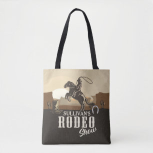 Tote Bag Lasso Roping Roundup ADD NAME Western Rodeo Show