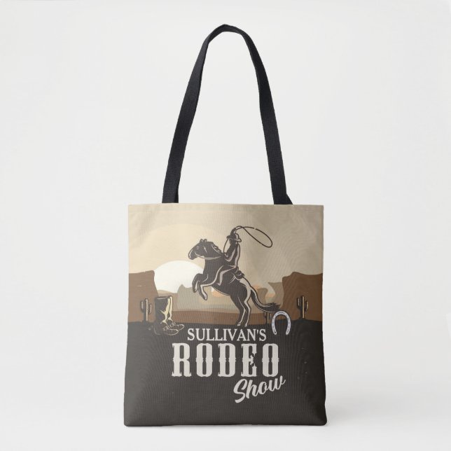Tote Bag Lasso Roping Roundup ADD NAME Western Rodeo Show (Devant)