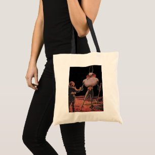 Tote Bag L'astronaute de science-fiction vintage Shake Hand