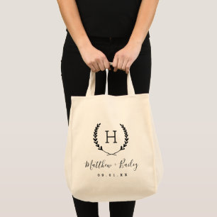 Tote Bag Laurel Crest Mariage Monogramme