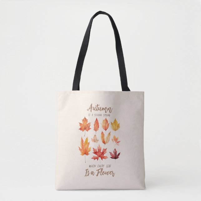 Tote Bag L'automne est le deuxième printemps - Feuilles d'a (Devant)