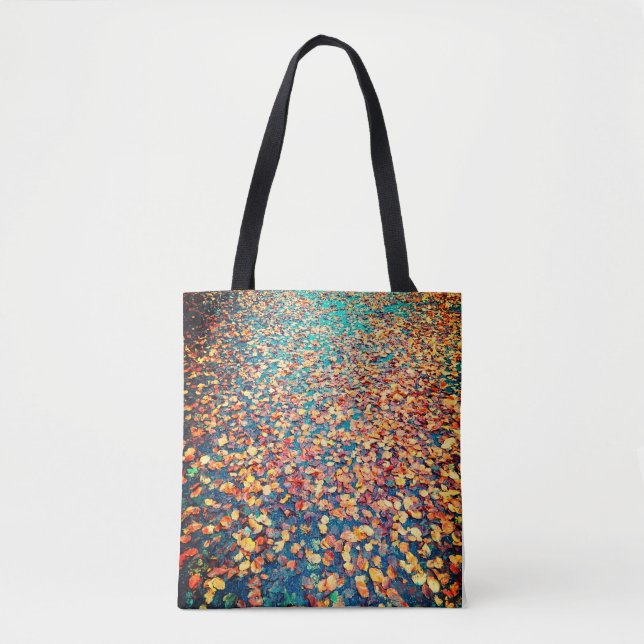 Tote Bag L'automne laisse le chemin de forêt humide (Devant)