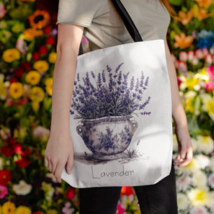 Tote Bag Lavande dans Delft Blue, personnalisable