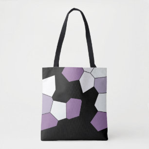 Tote Bag Lavande violet noir noir Motif élégant