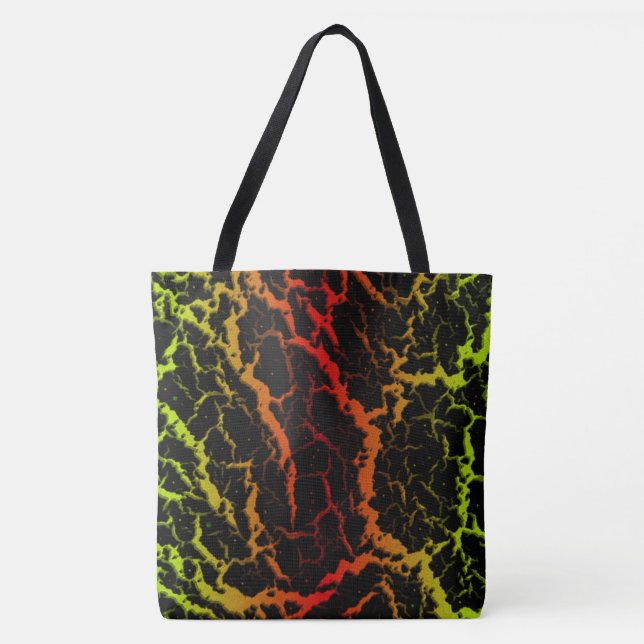 Tote Bag Lave spatiale fissurée - Citron/Rouge (Devant)