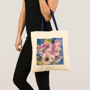 Tote Bag Lavender Blues Aquarelle Parties scintillant flora