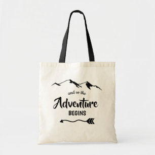 Tote Bag L'aventure commence à la mode noir et blanc