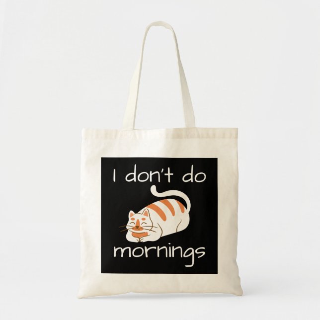 Tote Bag Lazy Chat Je ne fais pas les matins (Devant)