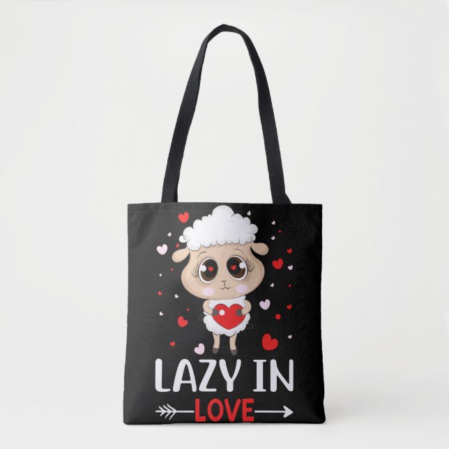 Tote Bag Lazy in Love Sheep pour célibataires de la Saint-V (Devant)
