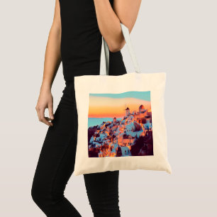 Tote Bag ldp SANTORINI - panorama - par nuit