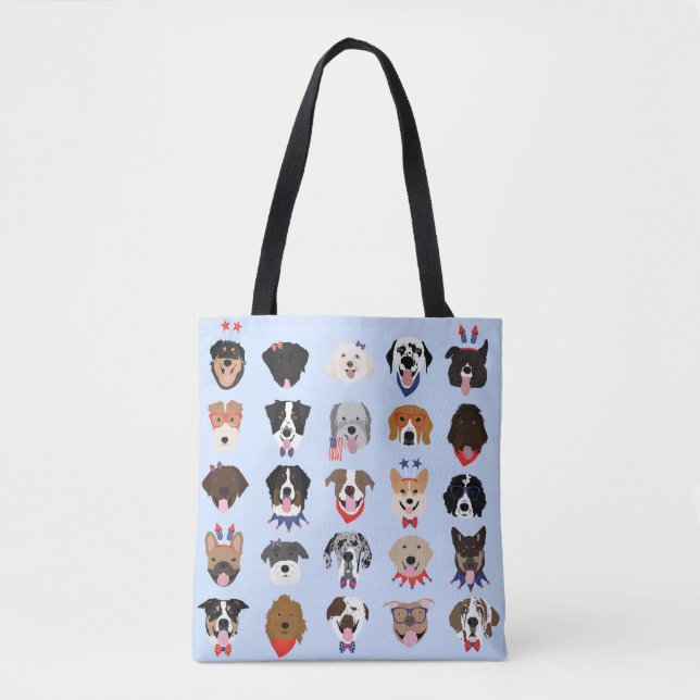 Tote Bag Le 4 Juillet Dog Visages (Devant)