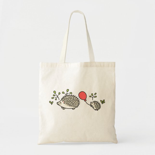 Tote Bag Le ballon rouge du hérisson de bébé (Devant)