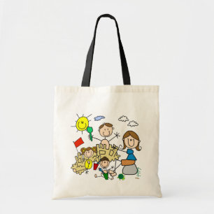 Tote Bag Le bâton figure l'amusement de plage de famille