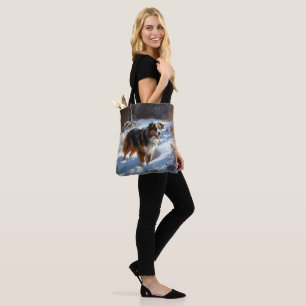 Tote Bag Le Berger Australien Laisser Neige Noël