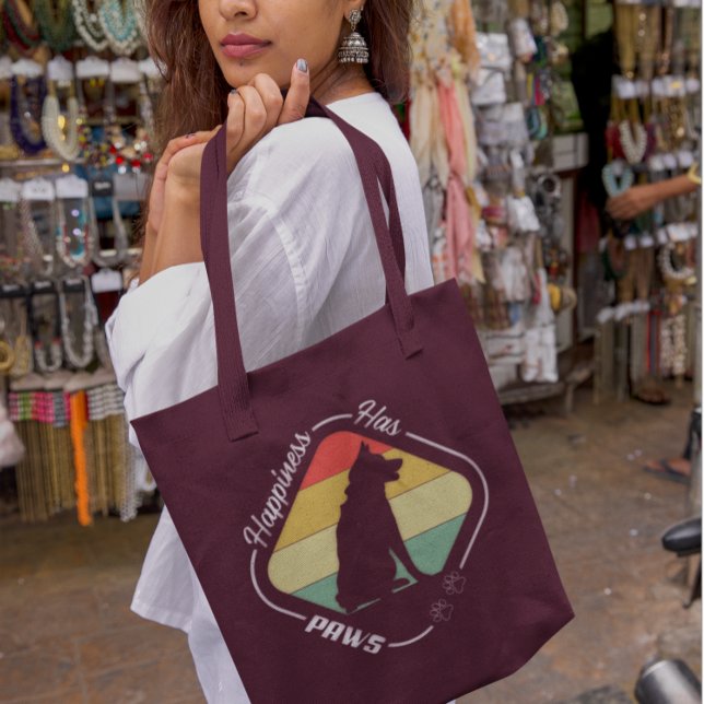 Tote Bag Le bonheur a des pattes design (Créateur téléchargé)