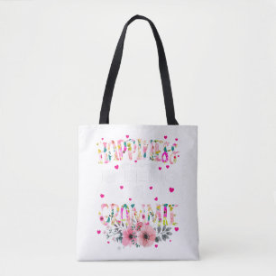 Tote Bag Le bonheur est d'être un grand floral de Mimi mère