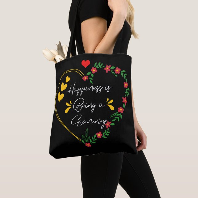 Tote Bag Le bonheur est être une fête des mamans Grammy amu (De près)