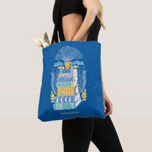 Tote Bag Le bonheur est le café et les livres - Bleu clair