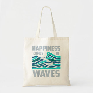 Tote Bag Le Bonheur Vient Dans Les Vagues Cool Vintage Wave
