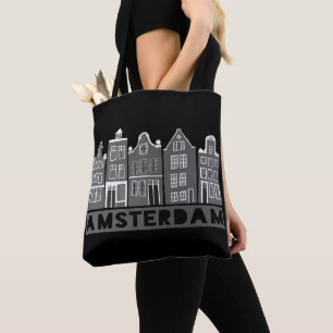 Tote Bag Le canal d'Amsterdam Maisons hollandaises Village 