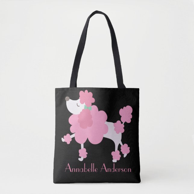 Tote Bag Le caniche français rose personnalise (Devant)