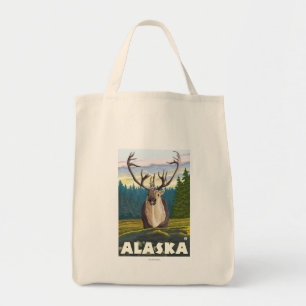 Tote Bag Le caribou de l'Alaska en Vintage voyage sauvage