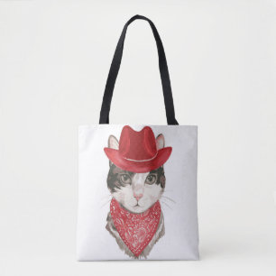 Tote Bag Le chat vintageel dessin motif avec un animal de c