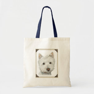 Tote Bag Le chien mignon de Westie avec les bords de papier