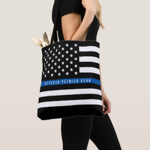 Tote Bag Le drapeau américain mince de Blue Line de police