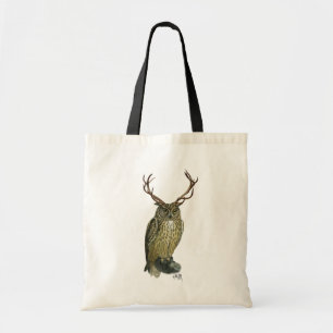 Tote Bag Le hibou avec des andouillers raffinent 2