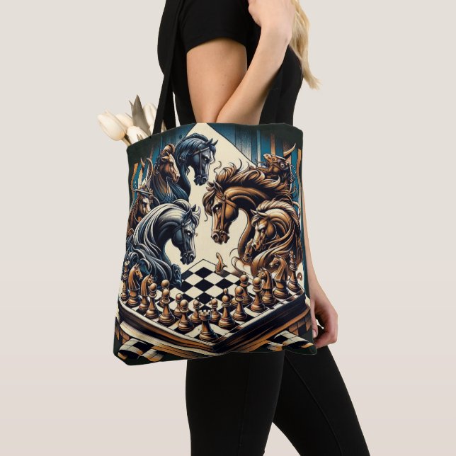 Tote Bag Le jeu des chevaliers - les échecs rencontre l'ima (De près)