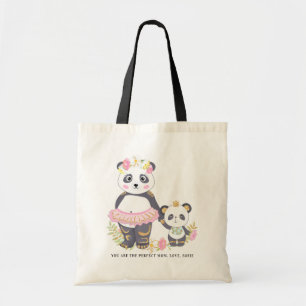 Tote Bag Le jour de mère floral mignon de pandas de mère 