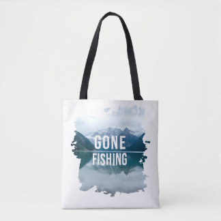Tote Bag Le lac de montagne de neige Pêche à la traîne