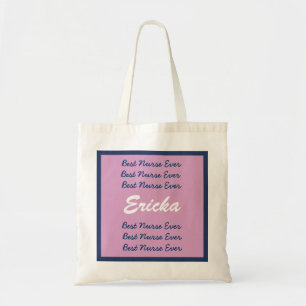 Tote Bag Le meilleur B009 rose d'infirmière et bleu nommé
