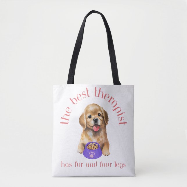 Tote Bag Le meilleur thérapeute a de la fourrure et quatre  (Devant)
