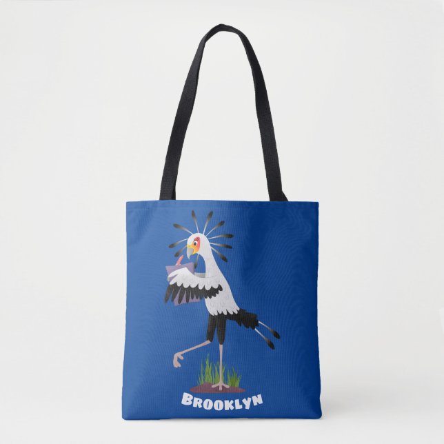 Tote Bag Le mignon secrétaire oiseau écrire des notes dessi (Devant)
