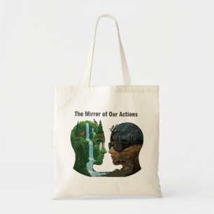 Tote Bag Le miroir de nos actions : Nature contre Industrie