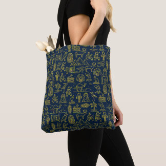 Tote Bag le motif des lettres de l'Égypte ancienne est répé