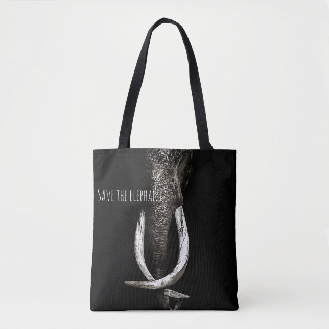Tote Bag Le noir et le blanc sauvent l'éléphant (Devant)