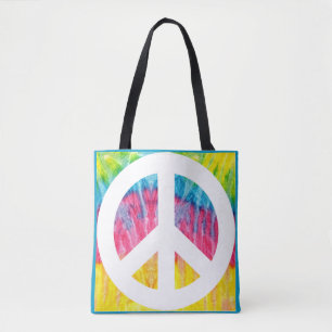 Tote Bag Le panneau de paix hippie Fourre-tout