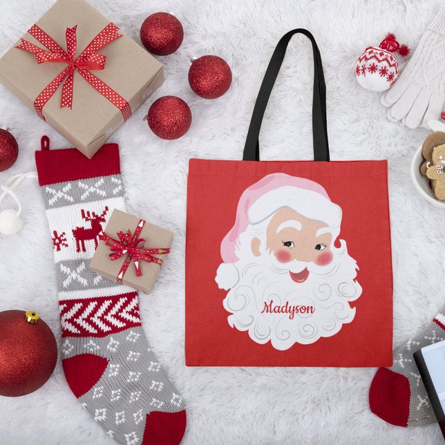 Tote Bag Le Père Noël en Casquette rose Noël (Créateur téléchargé)