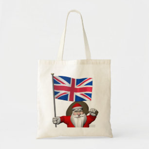 Tote Bag Le Père Noël Festif Avec Drapeau Du Royaume-Uni