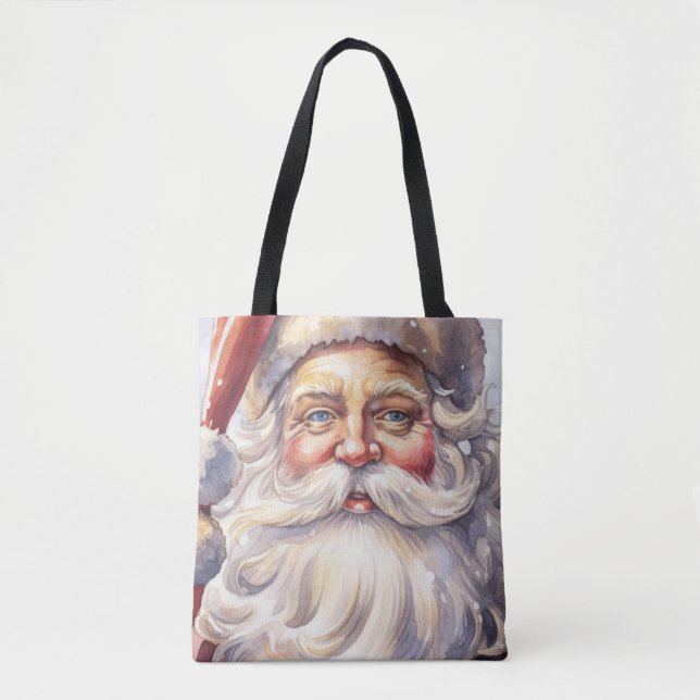 Tote Bag Le Père Noël rétro dans un Noël Casquette rouge (Devant)