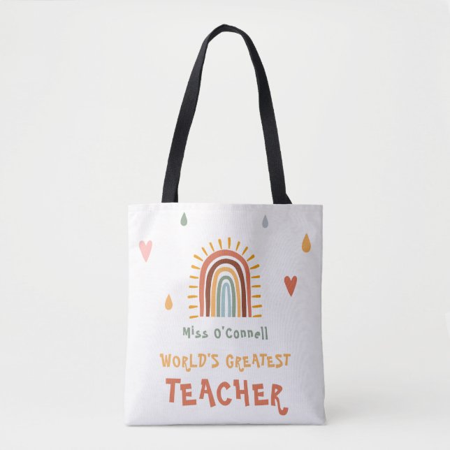 Tote Bag Le plus grand cadeau d'enseignant du monde Boho ar (Devant)