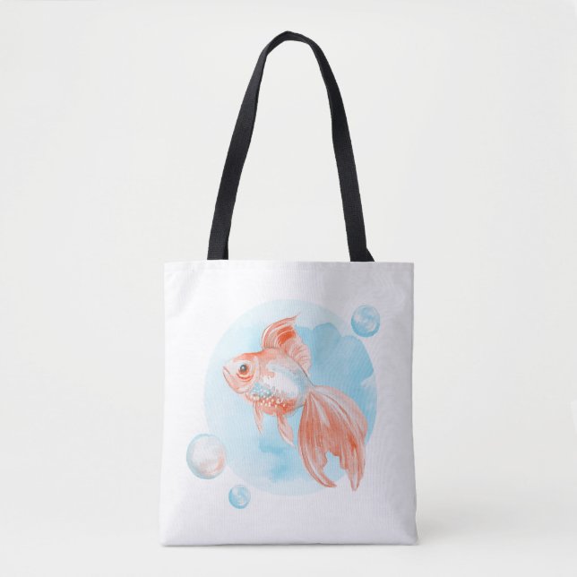 Tote Bag Le poisson rouge. Aquarelle (Devant)