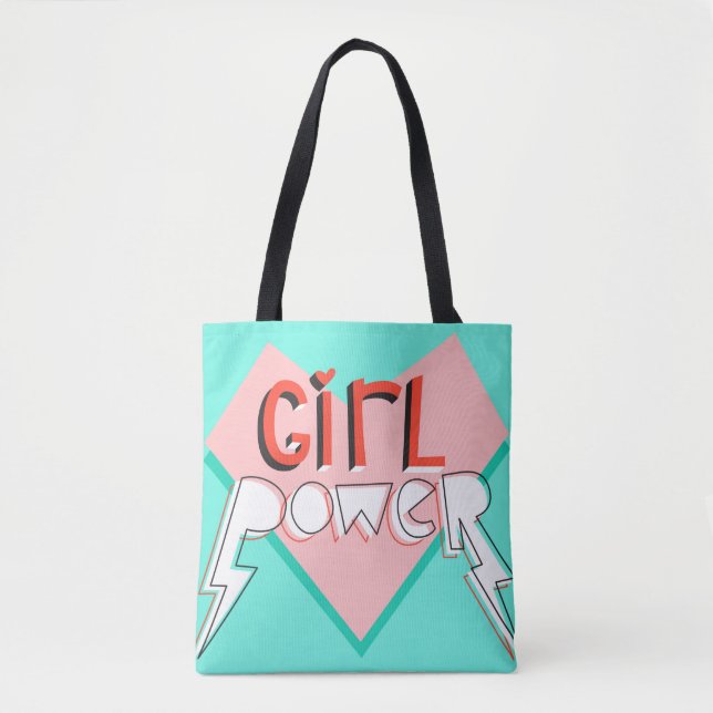 Tote Bag Le pouvoir des filles. Design mignon avec slogan g (Devant)