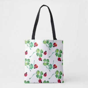 Tote Bag Le ressort de coccinelle fleurit l'aquarelle